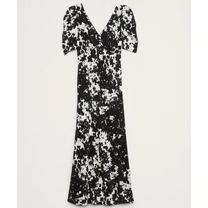 Banana Republic Matte Silk Maxi dress Sz 18 Babydoll Floral Vintage Inspired thumbnail 9