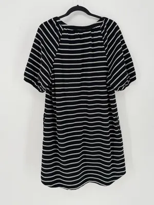 Cuddl Duds‎ Black White Striped T-Shirt Dress Women's Large Casual Coastal thumbnail 4