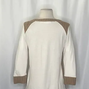 Anthropologie PILCRO Dually Clad Twofer Sweater Top Brown Wool Cable Knit M thumbnail 8