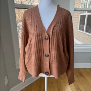 Old Navy Cognac Tan Wide Rib V Neck Cardigan Sweater Size Small thumbnail 8