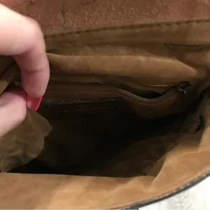 Patricia Nash Italian Leather Brown Old World Map Print Crossbody Bag Purse thumbnail 6