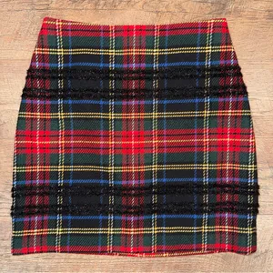J. Crew Tartan Plaid Wool Blend Tweed Mini Skirt with Black Glitter Accemts thumbnail 2