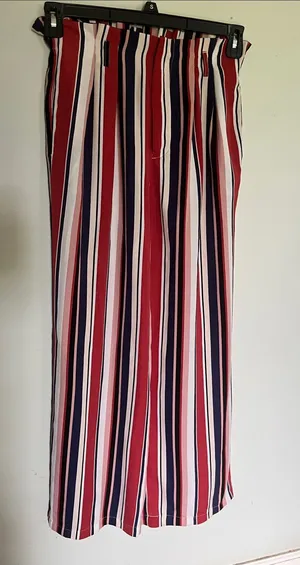 Active USA Red, Navy, White & Pink Striped Wide-Leg Pants thumbnail 1