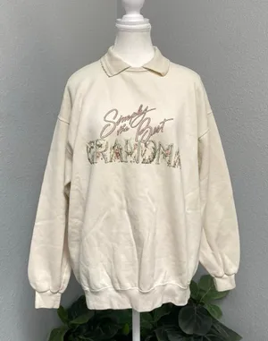 Vintage Lee Creme Simply The Best Grandma Graphic Floral Collar Sweatshirt thumbnail 1