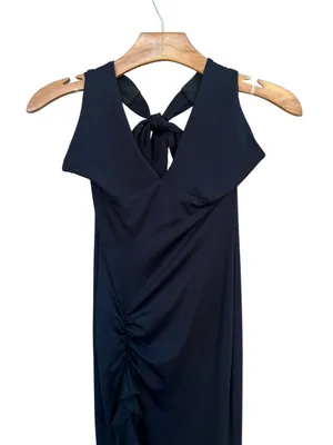 Peppermayo Black Halter Top High Slit Ruched Maxi Dress Size 4 New with Tags thumbnail 4