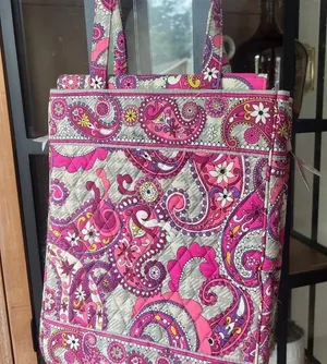 Vintage Vera Bradley Laptop Tote Bag Paisley Plaid case travel quilted pockets thumbnail 10