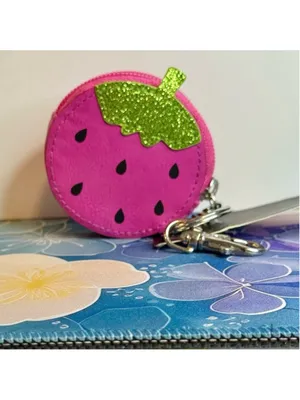NEW Pink Strawberry Coin Purse Keychain NWT thumbnail 3