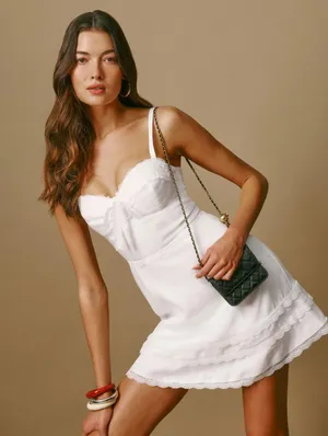 NWT White Arya Linen Mini Dress 2 thumbnail 1