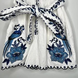 Farm Rio Embroidered Linen Romper Size XS thumbnail 7