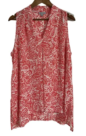 Floral & Ivy Pink Paisley Sleeveless V-Neck Blouse Size XL thumbnail 1