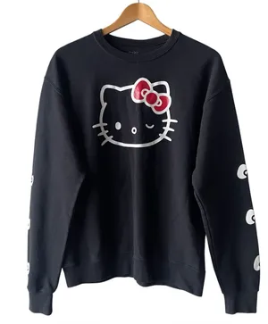 Hello Kitty Black Red Bow Crewneck Sweatshirt Small thumbnail 1
