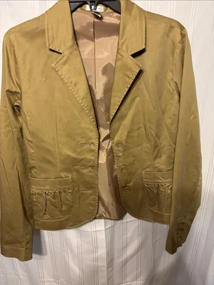 Old Navy Mustard Tan Cotton Blazer Jacket thumbnail 5