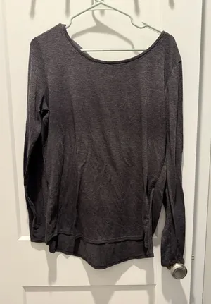 Athleta Dark Grey Long Sleeve Stretch Tunic With Low back & Twist Detail Size L thumbnail 1