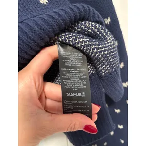 Free People Navy Blue Cropped Sweater with White Dots XS thumbnail 4
