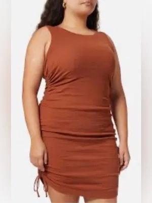 Good American Rush Mini Tank Brown Sleeveless Dress Rushed to Length Size 3X thumbnail 2