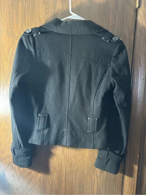 Vintage Tom Wolfe black cropped gothic, tactical aesthetic wool jacket Size 12 thumbnail 7