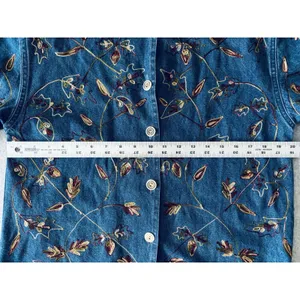Vintage‎ Tantrums Embroidered Floral Denim Shirt Jacket Button Front Fall Leaves thumbnail 8