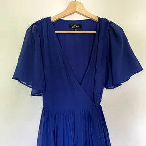 Lulus‎ Midi Wrap Dress XS Royal Blue Women Flutter Sleeve Chiffon thumbnail 2
