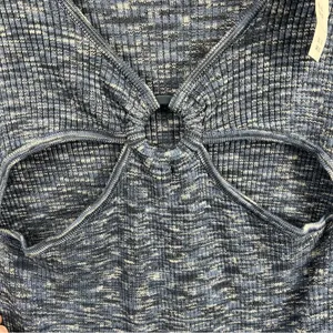 Abercrombie & Fitch NWT blue knit O-Ring Cutout Sweater Bodysuit size XL thumbnail 4