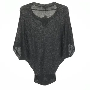 NWT Womens One Size Millau Black Batwing Metallic Accent Knit Sweater thumbnail 3