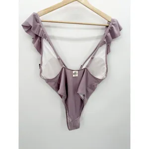 Victoria's Secret Womens Purple Ruffle Deep V Bathing Suit Sz M NWT Swimsuit‎ thumbnail 2