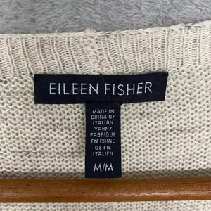Eileen Fisher Sweater‎ Womens Medium Cream Wool Blend Knit Lagenlook Oversized thumbnail 2
