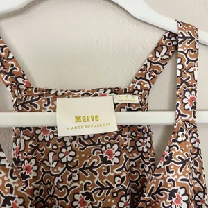 anthropologie maeve Aryana Button Up Floral 4 Boho Silky Blouse Sleeveless Tunic thumbnail 3