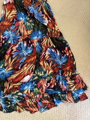 Tropical print low cut, cutout maxi dress thumbnail 3