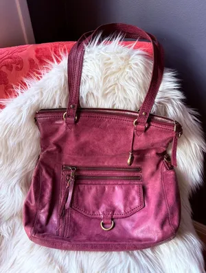 The Sak Vintage Burgundy Leather Tote Bag with Multiple Pockets thumbnail 1