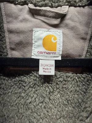 Carhartt Washed Duck Mock Neck Vest Taupe Gray Sherpa Lined Zip Up Plus Size 3X thumbnail 7