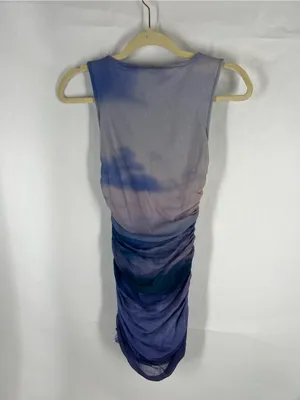Urban Outfitters UO Austin Blue Ombré Mesh Ruched Bodycon Mini Dress S thumbnail 10