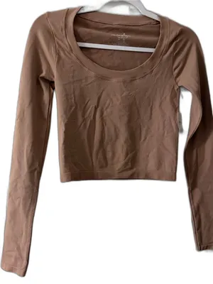 NWT Intimately Free People Brown Seamless Long Sleeve Crop Top M/L thumbnail 1