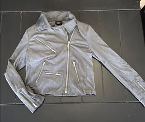 Vici Gray Suede Leather Jacket Zip-Up Style thumbnail 1