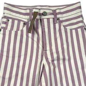 J Crew Everyday Wide Leg Ankle Jeans Womens 24 Purple Striped High Rise New thumbnail 2