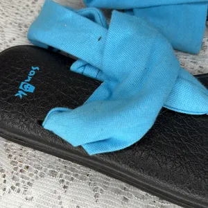 Sanuk cloth twist blue flip flop sandals sz 7 thumbnail 2
