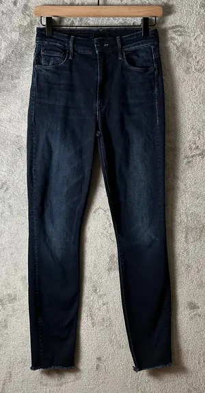 Mother High Waisted Looker Ankle Fray Size 26 Dark‎ Wash Last Call thumbnail 1