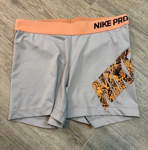 Nike Pro 3" Shorts Women's Large Gray And Orange Gym Workout Gear thumbnail 1