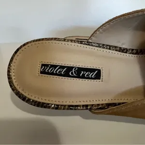 Violet &‎ Red Selma Camel Leather Mules Tan Size 8.5 thumbnail 6
