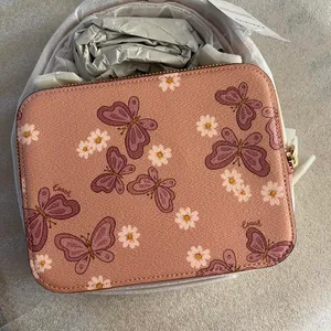 Coach Goldshell Pink Multi Box Crossbody Handbag With Butterflies thumbnail 6