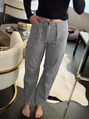 Lioness Navy and White Striped Cargo Denim thumbnail 7