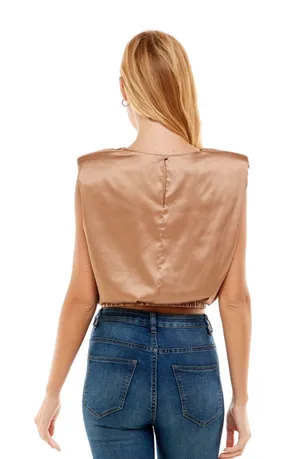The Clothing Exchange | NWOT | Satin Muscle Top | S | Bronze | CT7484 thumbnail 5