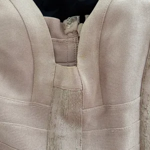 Herve Leger Blush and Silver Mini Dress Size Small thumbnail 9