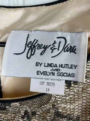 Vintage 80s Jeffrey and Dara Cocktail Evening Dress Size 14 Lace Overlay Gown thumbnail 7