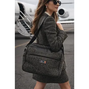 Vintage Jordache Tweed Carry‎ On Travel Bag Old Money Classic Quiet Luxury Tote thumbnail 2