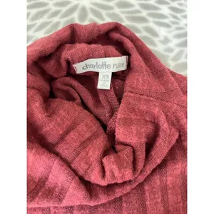 Minimalist Ribbed Mock Neck Dress XS Long Sleeve Y2K Fall Rust‎ Red Cabin Preppy thumbnail 2