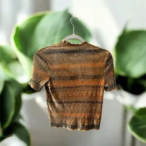 Zara Crushed Velvet Short Sleeve Top Medium thumbnail 3