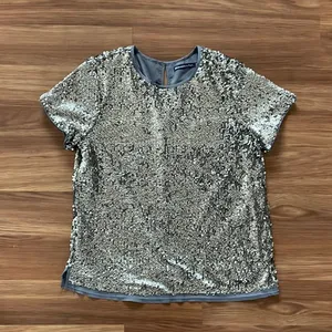 Abercrombie Size S silver sequin crop top from thumbnail 1