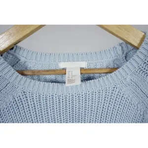 H&M Women's Sweater Light Blue Pullover Long Sleeve Chunky/Open Knit Size Medium thumbnail 3