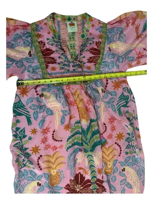 Fruits Queen Scarf Midi Dress Floral Bohemian Long Sleeve Size Medium thumbnail 13