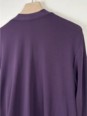 M.M.LaFleur Deneuve Top +2 Aubergine Purple Faux Wrap Italian Crepe Blouse thumbnail 9